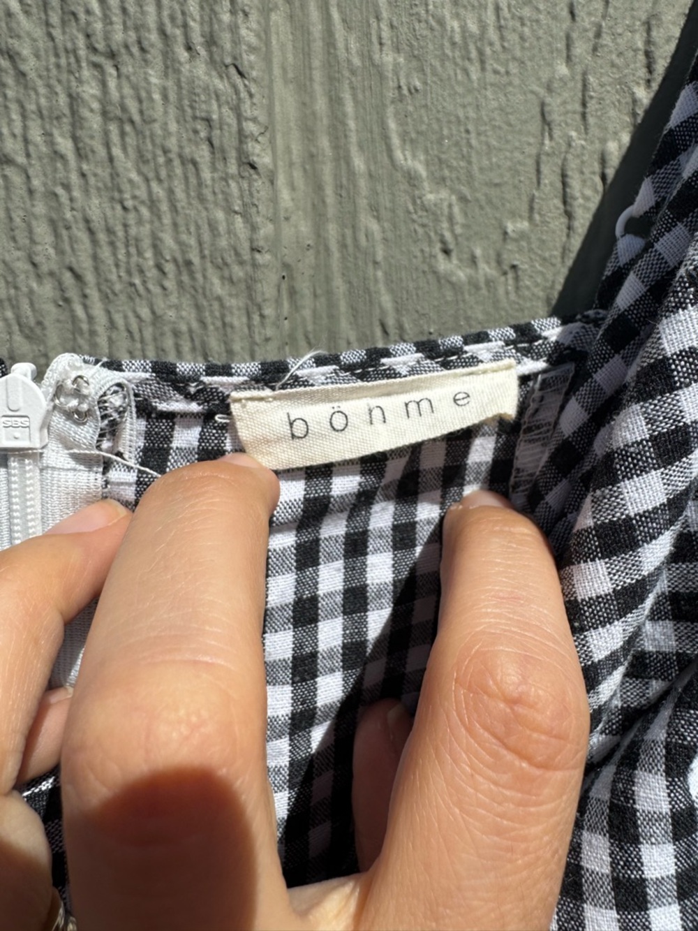 Bohme Black & White Gingham Sleeveless Wrap Dress with Tie Waist size M - Picture 3 of 7